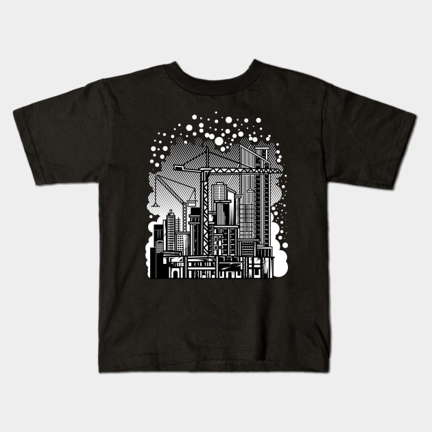 Tower Crane Abstract Kids T-Shirt by damnoverload